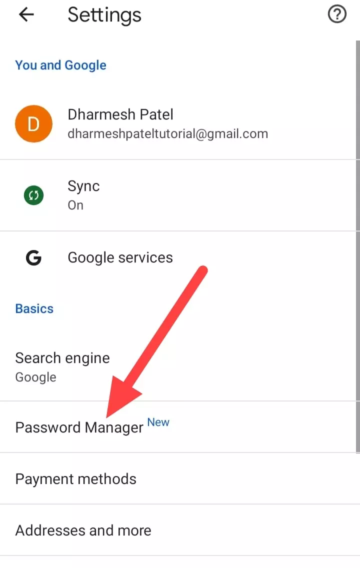 Password Manager पे Click करें