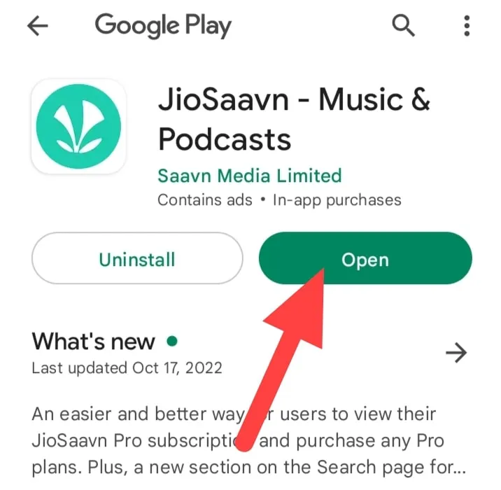 अब कुछ ही देर मे आपके Phone मे JioSaavn App Install हो जायेगा और आपको Open के Button पे Click करना है