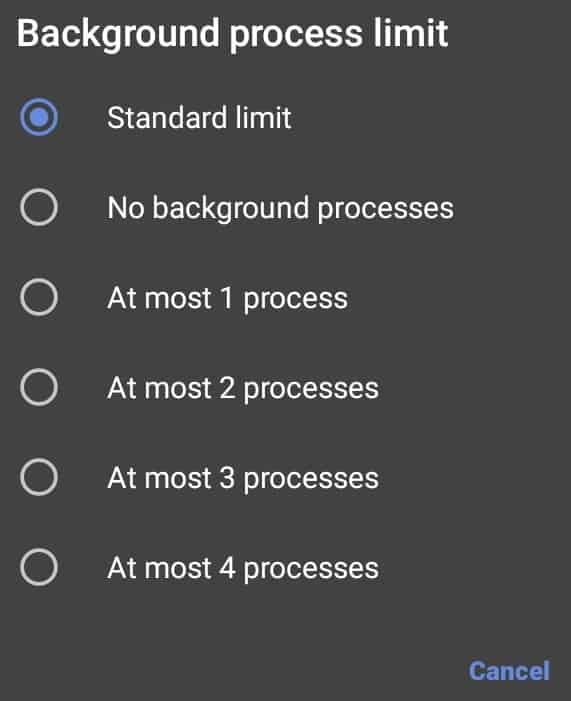 Background Process Limit