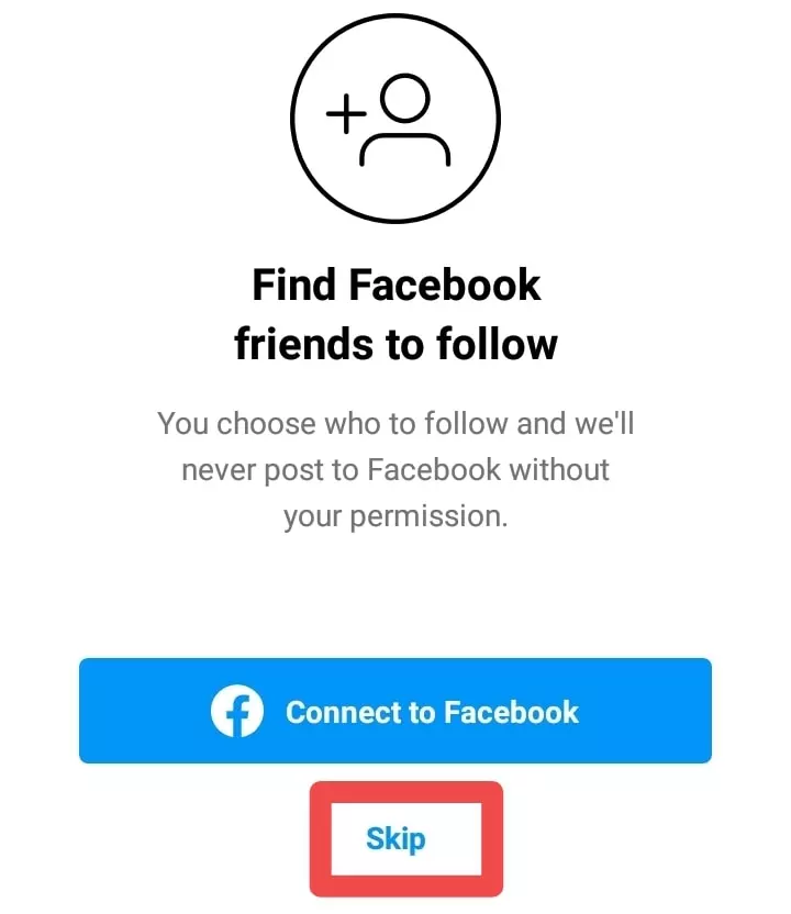 Connect To Facebook पे Click करे या फ़िर Skip पे Click करे