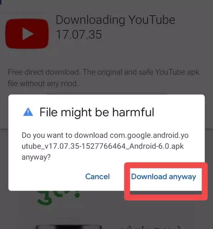 Download anyway पे Click करना है