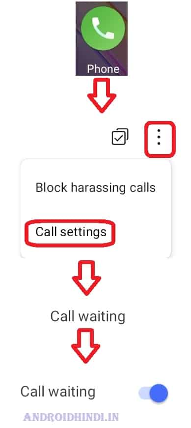 Phone की Settings में जाके Call Waiting कैसे चालु करते है